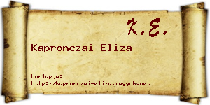 Kapronczai Eliza névjegykártya