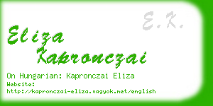 eliza kapronczai business card
